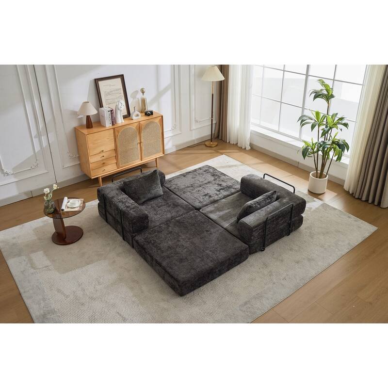 Compression Sofa,Convertible Floor Sofa Bed with Fixed-Shape Frame