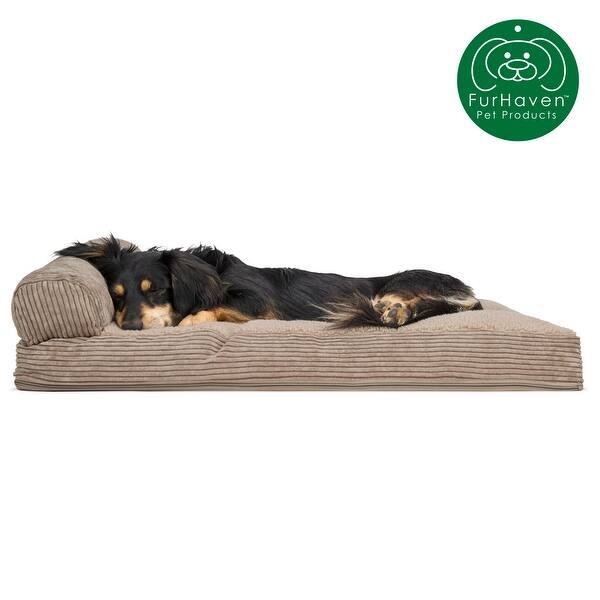 Shop Furhaven Pet Bed Faux Fleece Corduroy Chaise Lounge
