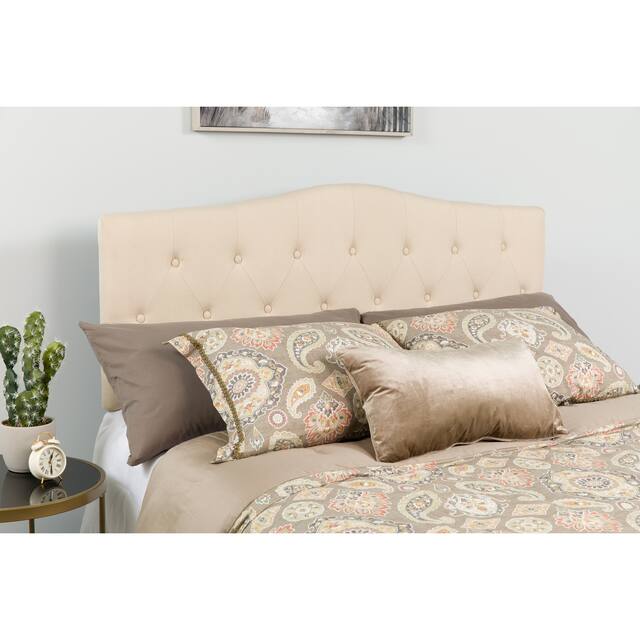 Arched Button Tufted Upholstered Headboard - Beige - Queen