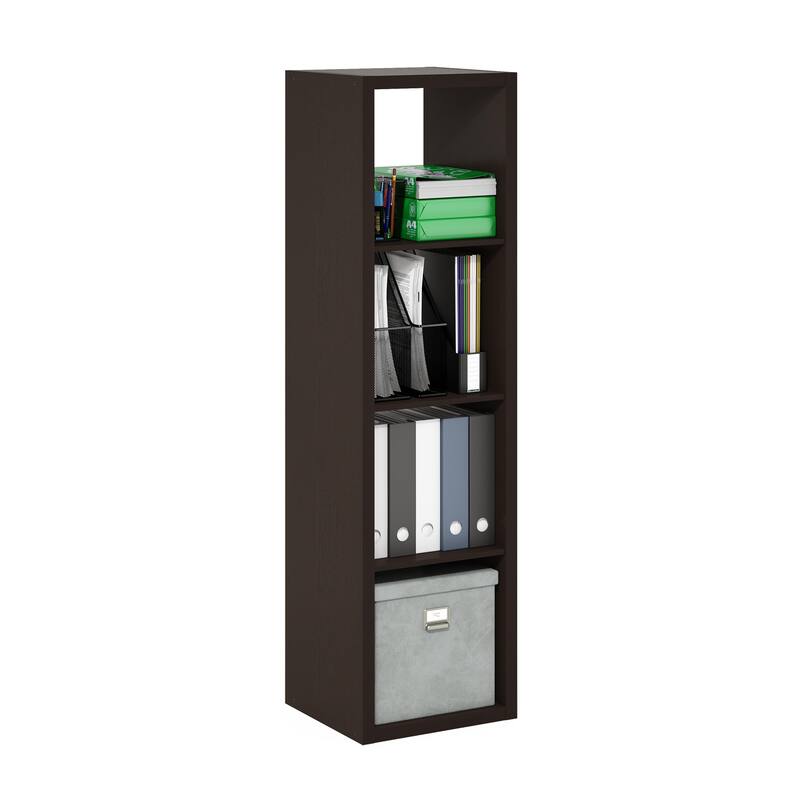 Furinno Cubicle Open Back Decorative Verticle Cube Storage Organizer, 4-Cube, White