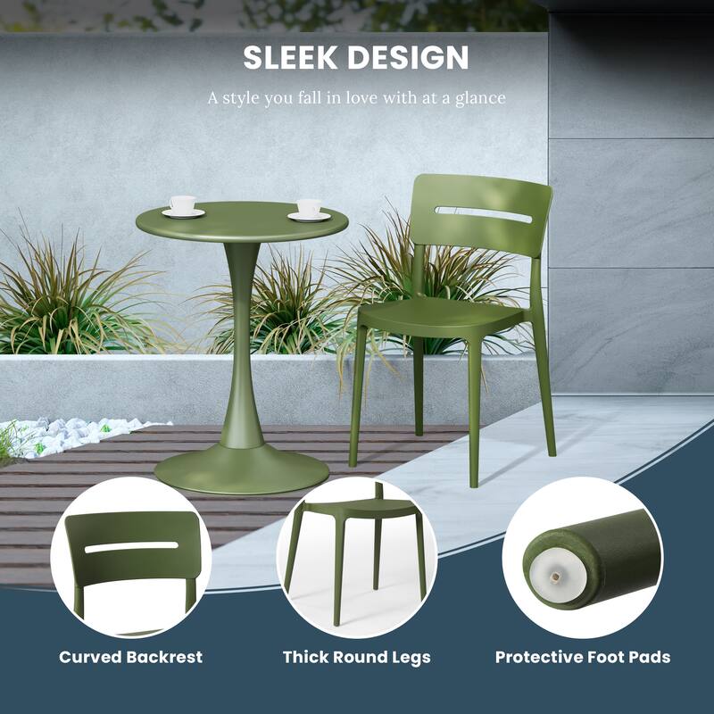 Frond and Form Modern Outdoor Patio Stacking Dining Side Chair (Set of 2)