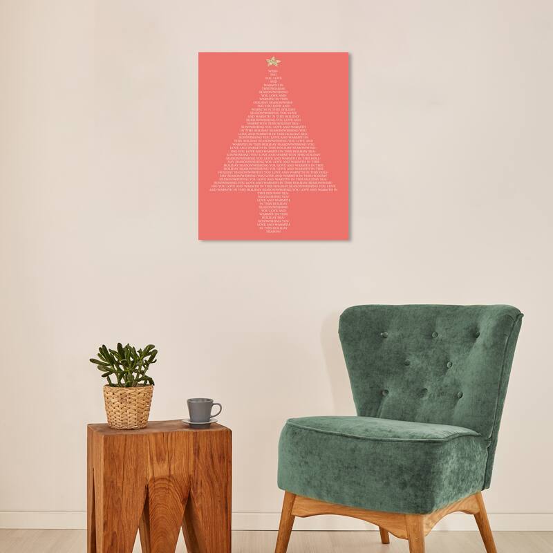 Wynwood Studio Canvas Holiday and Seasonal Message in a Pine Tree Pink Modern & Contemporary Wall Art Canvas Print - 16 x 20
