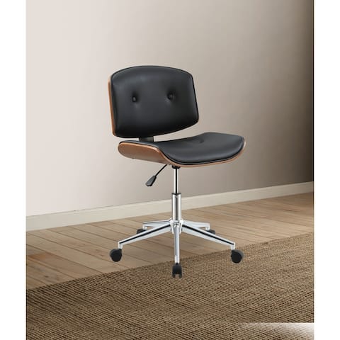 Office Chair in Black PU & Walnut