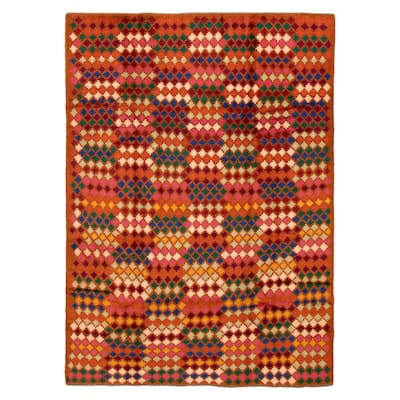 ECARPETGALLERY Hand-knotted Afghan Burnt Orange Wool Rug - 6'1 x 8'7