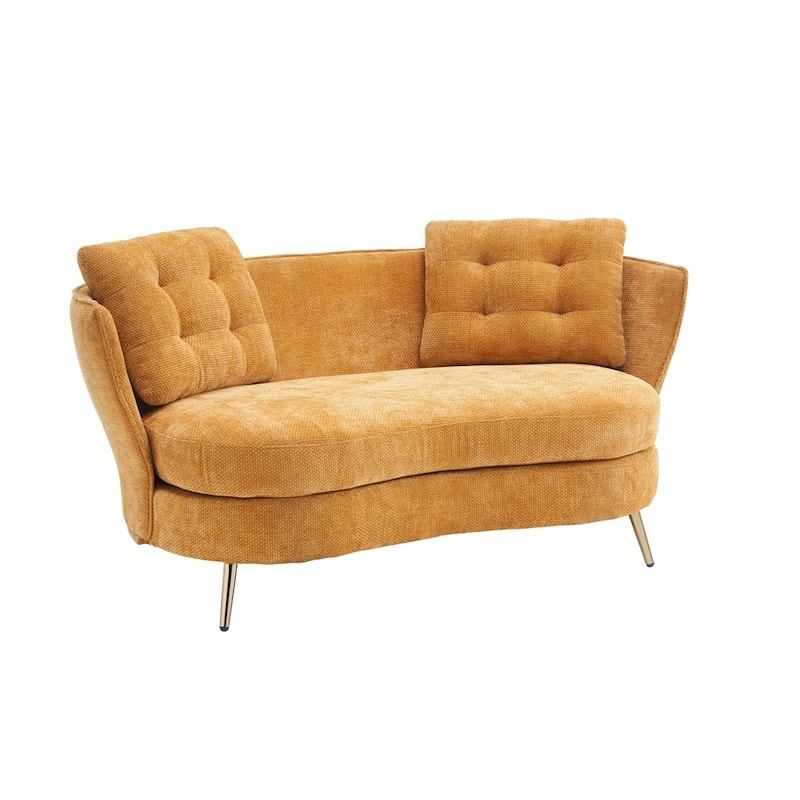 Upholstered Couch with Golden Metal Legs
