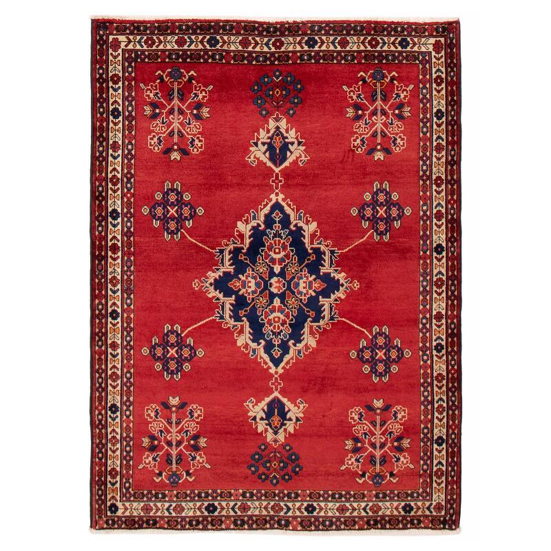 ECARPETGALLERY Hand-knotted Melis Vintage Red Wool Rug - 4'7 x 6'4 - Red - 4'7 x 6'4