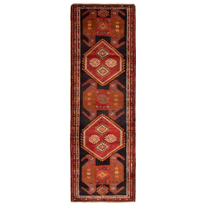 ECARPETGALLERY Hand-knotted Konya Anatolian Black, Red Wool Rug - 3'5 x 10'8 - Black/ Red - 3'5 x 10'8
