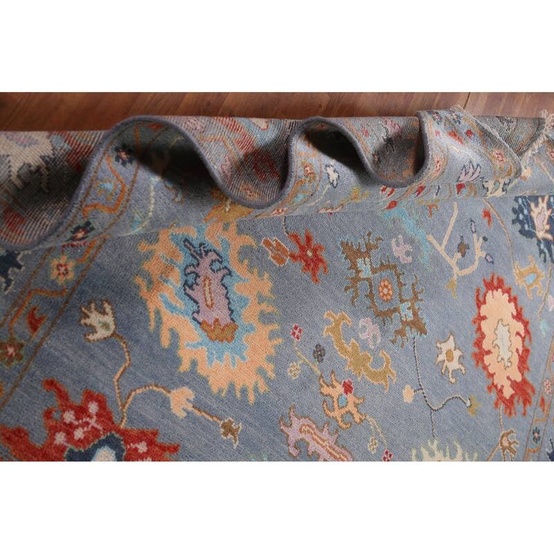 Blue Oushak Oriental Area Rug Handmade Bedroom Wool Carpet - 8'0" x 9'9"