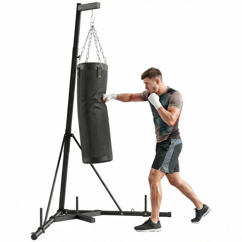 Soozier Punching Bag with Stand for Adults, 72.8"-90.9" Height Adjustable Freestanding Boxing Stand with Canvas Sandbag