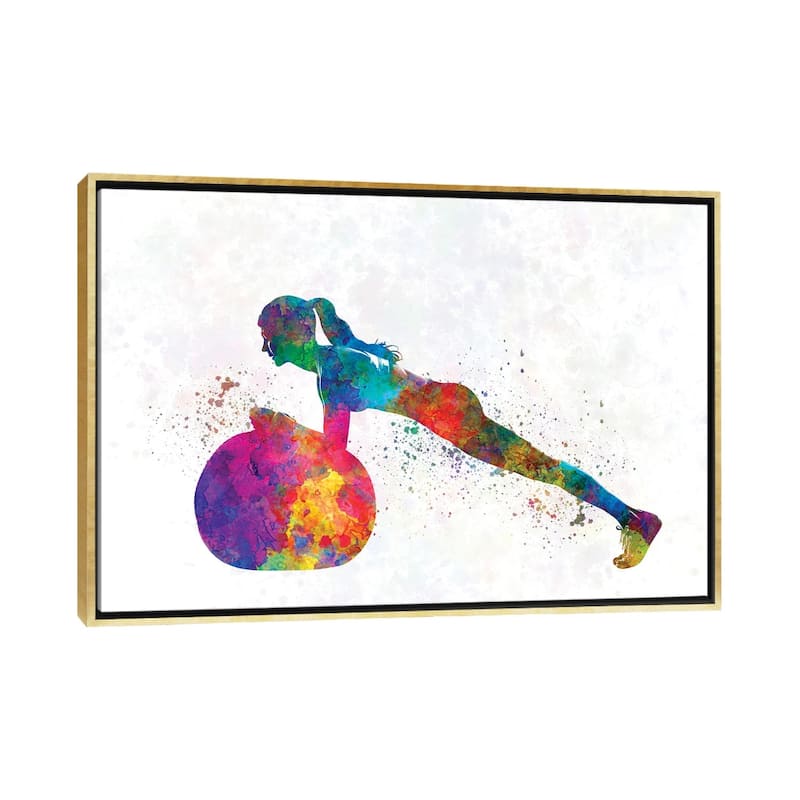 iCanvas "Practicing Fitness In Watercolor III" by Paul Rommer Framed Canvas Print - Gold - 26x40
