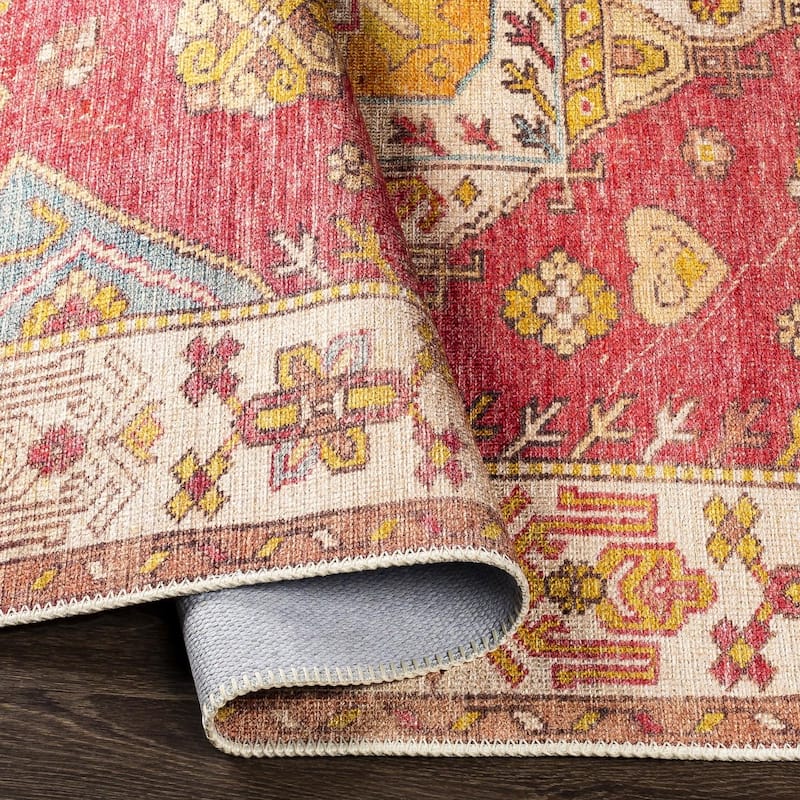 Livabliss Traditional Amelie Medallion Washable Area Rug