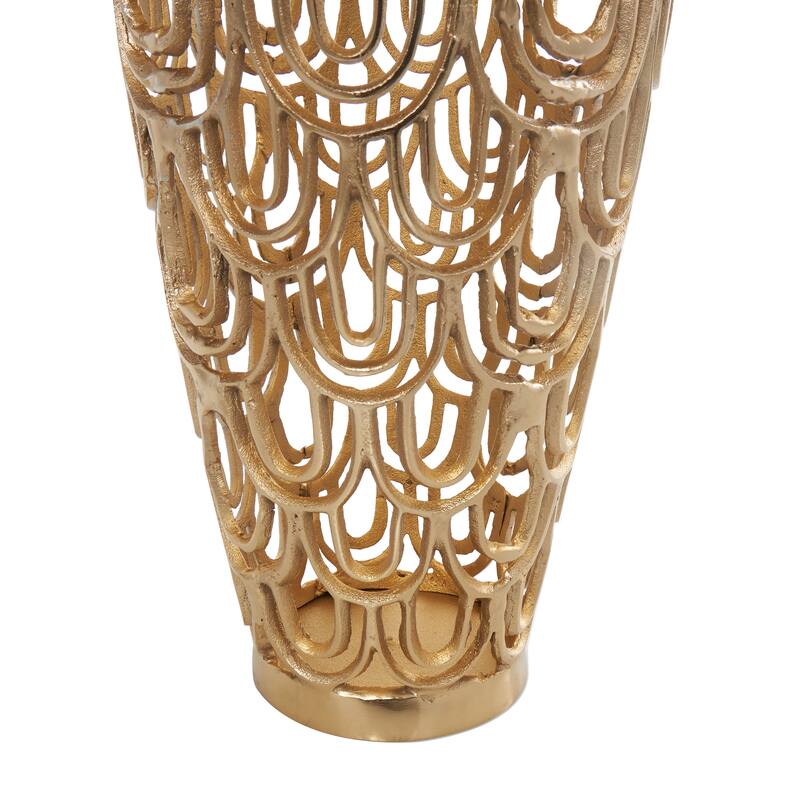 Gold Aluminum Metal Art Deco Inspired Arched Geometric Vase