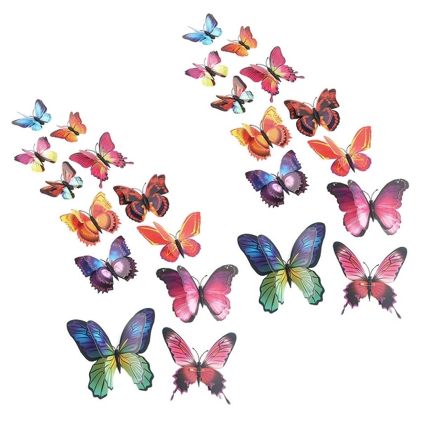 24pcs 3D Butterfly Sticker Pin Type for Room Decoration Brown Blue - Brown, Blue