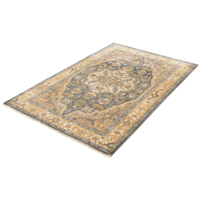 ECARPETGALLERY Hand-knotted Jules Serapi Dark Grey Wool Rug - 6'2 x 8'11
