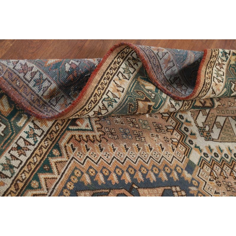 Geometric Bakhtiari Persian Vintage Rug Handmade Wool Carpet - 5'3" x 10'0"