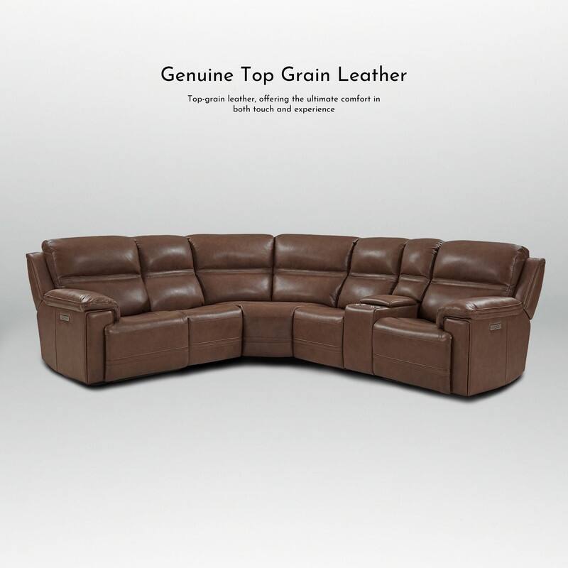 121" W Genuine Leather Dual-Power Sectional Sofa with Two Consoles, Zero Gravity, UsB & Type-c Ports and1 Power armless chair