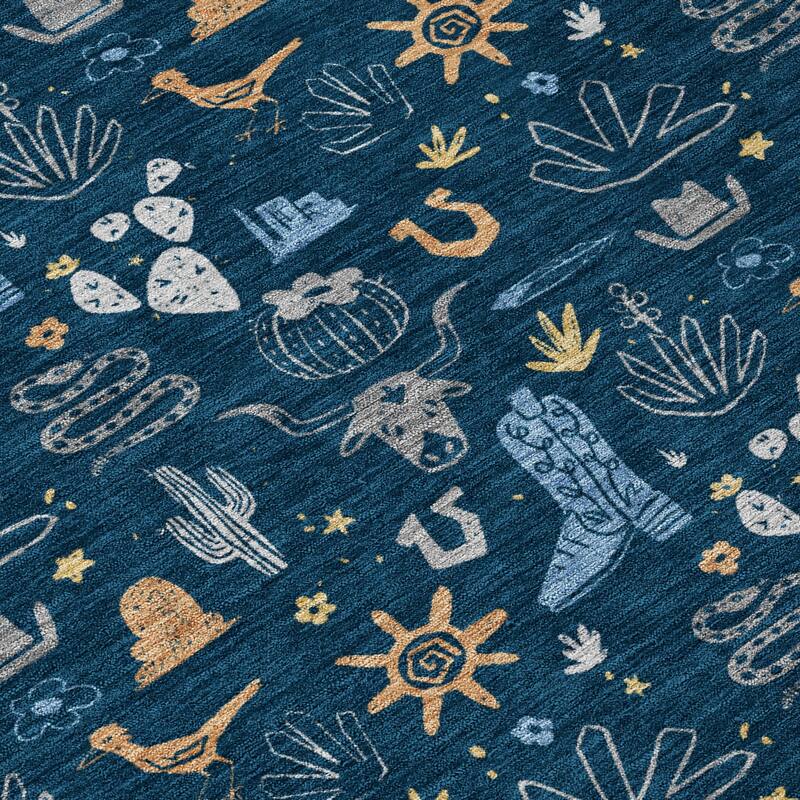 Machine Washable Indoor/ Outdoor Cowboy Ranch Chantille Rug