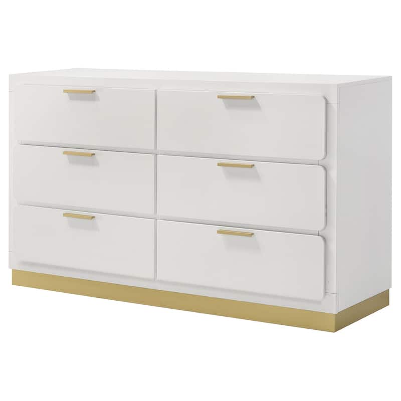 6-Drawer White Dresser with Smooth Gliding Drawers, Sleek Contemporary Look, and Spacious Storage for Bedrooms