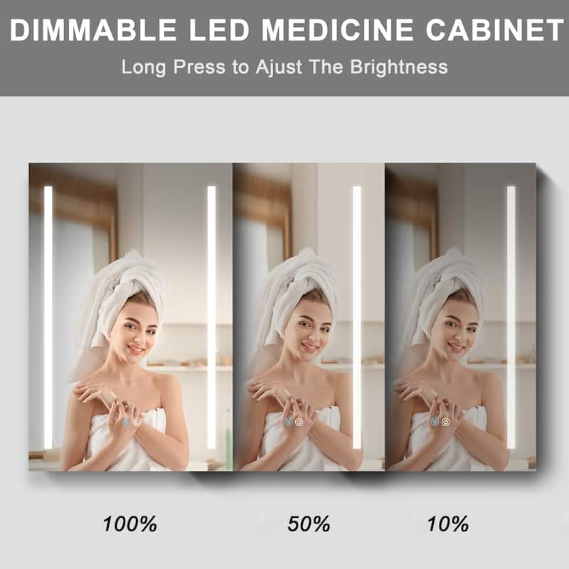 60 in.W x 30 in. H Aluminum Surface Mounted LED Medicine Cabinet with Doors and Mirror Defogging - 60'' X 30''