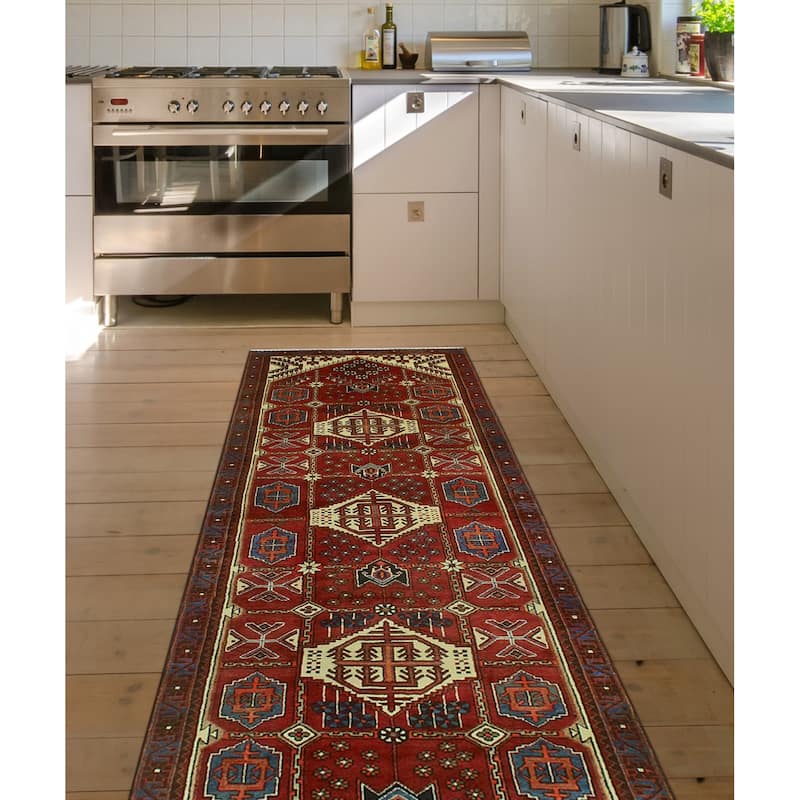 Noori Rug Fine Vintage Distressed Sayagul Red/Ivory Runner - 3'6" x 9'10"