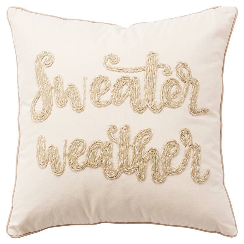 Rizzy Home Sweather Weather Throw Pillow Cover - Natural