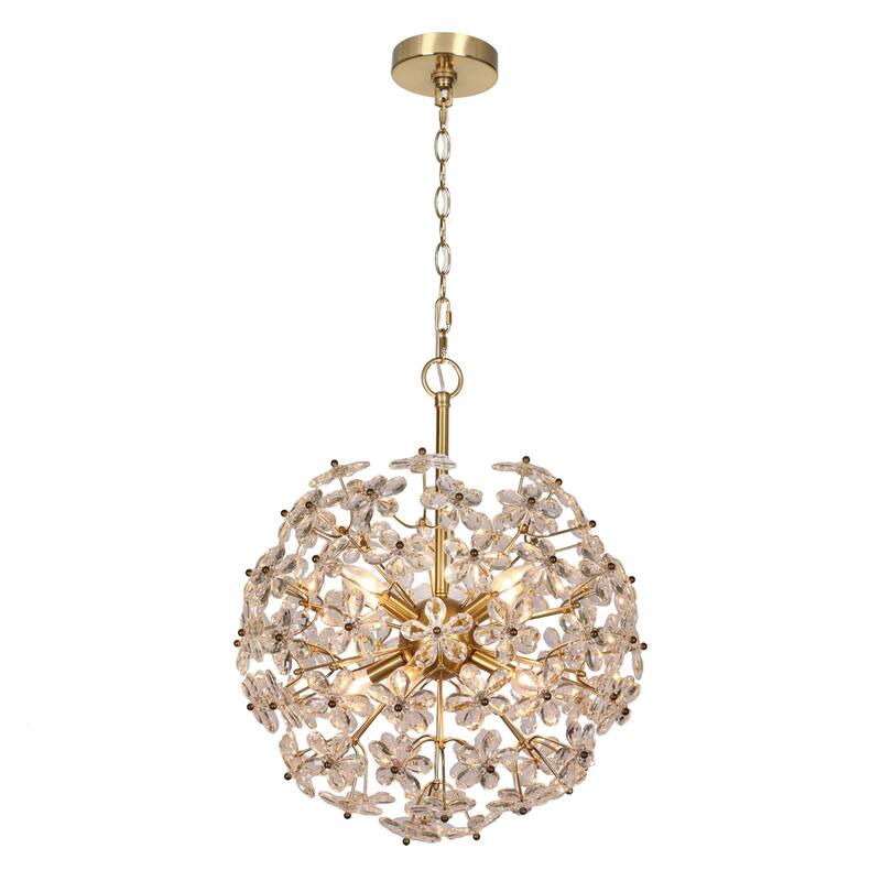 Modern 8-Light Art Gold Crystal Floral Globe Chandelier Ambiance Handmade Pendant for Kitchen Island Bedroom Foyer