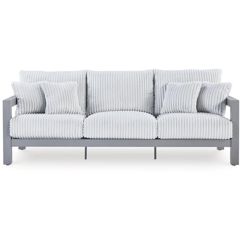 Signature Design by Ashley Moonlight View Gray/White Outdoor Sofa with Cushion - 90"W x 38"D x 37"H