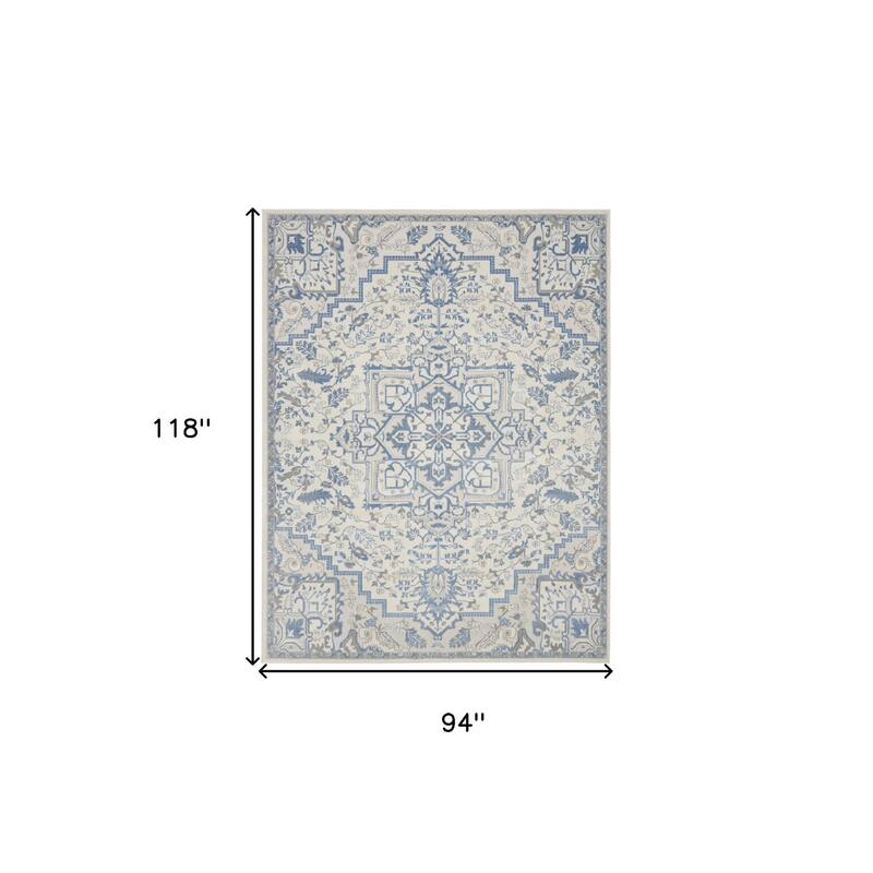 Kama Power Loomed Floral Traditional Non Skid Low Pile Area Rug By HomeRoots - 118' X '94' X '0.25
