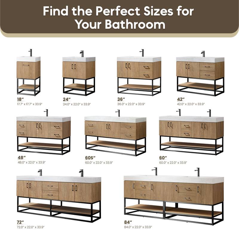 Alistair 48" Single Vanity with White Grain Stone Top without Mirror