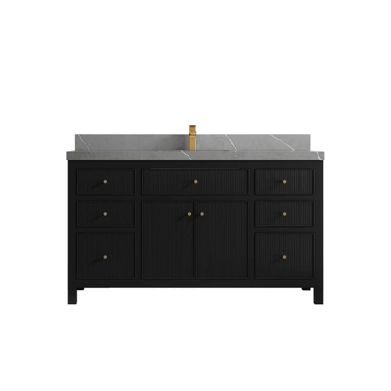 Willow Collections 60 in W x 22 in D Sonoma Free Standing Reeded Single Sink Bathroom Vanity with Countertop