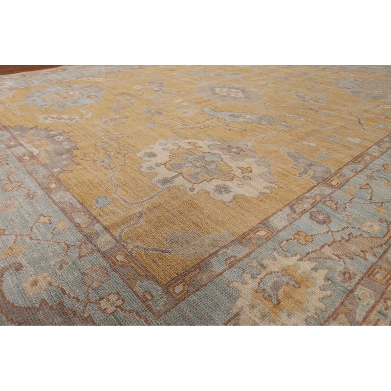 Vegetable Dye Oushak Turkish Area Rug Handmade Floral Wool Carpet - 8'1" x 10'0"