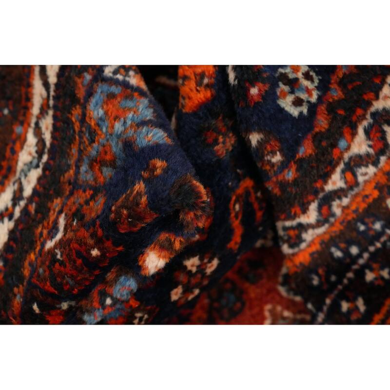 Hand Knotted Oriental 100% Wool Carpet Traditional Medallion Oranges & Rust Shiraz Area Rug - 9' 9'' X 7' 3''