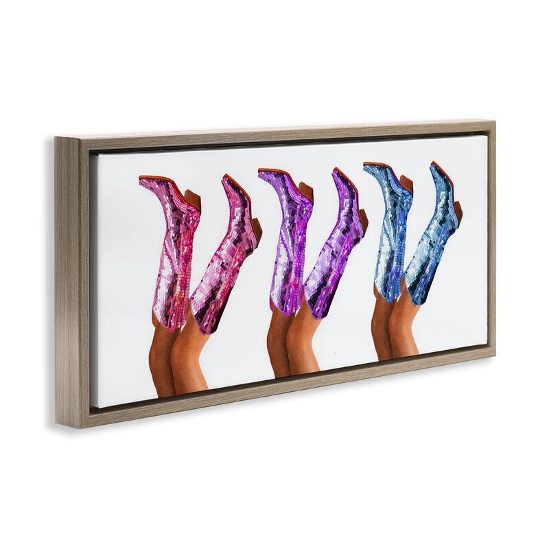 Stupell Trendy Glam Cowgirl Boots Framed Floater Canvas Wall Art Design By Amanda Greenwood