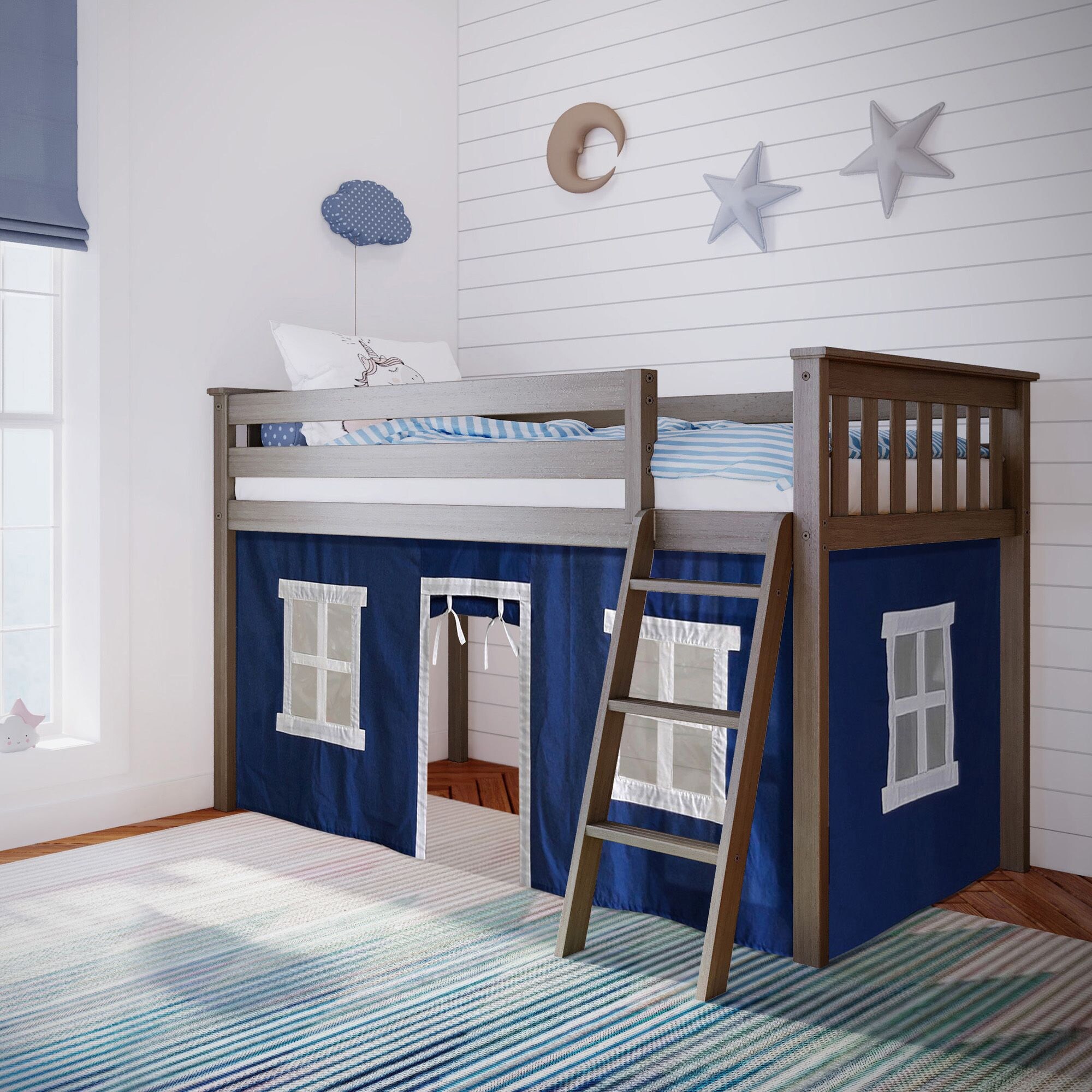 Max and Lily Farmhouse Twin Loft Bed with 1 Drawer
