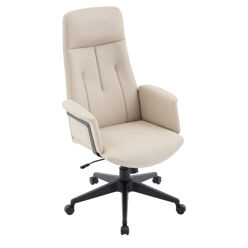 Infini Ergonomic Modern High Back Leather Executive Office Chair with Adjustable Height, Swivel, Padded Armrests & Iron Base