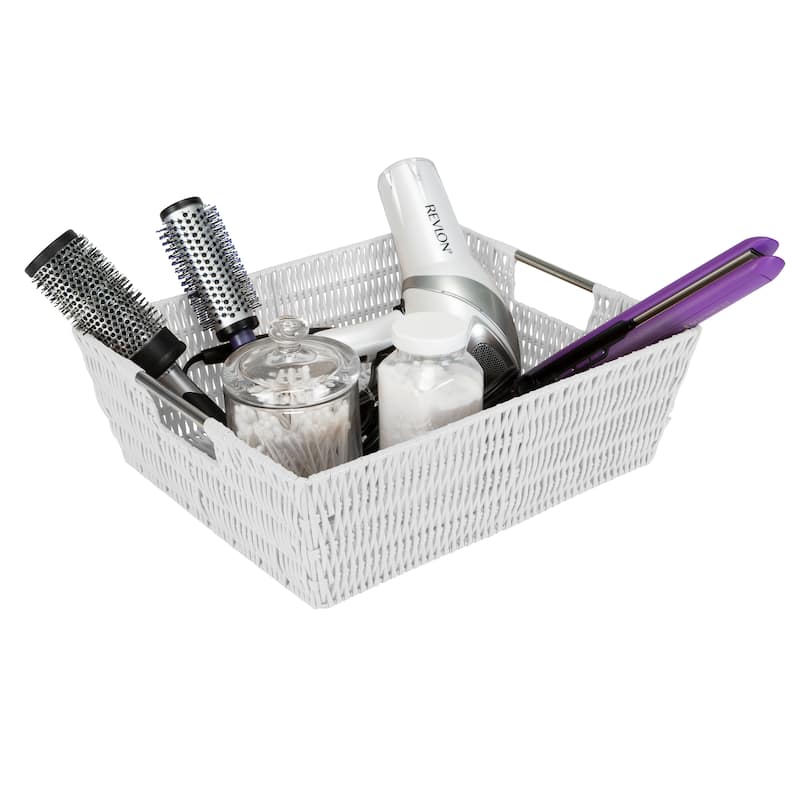 Simplify Shelf Storage Rattan Tote Basket in Charcoal