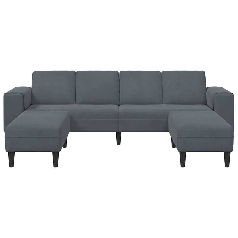 vidaXL Sofa Set Dark gray Velvet - 98.4 x 30.3 x 29.9 inch