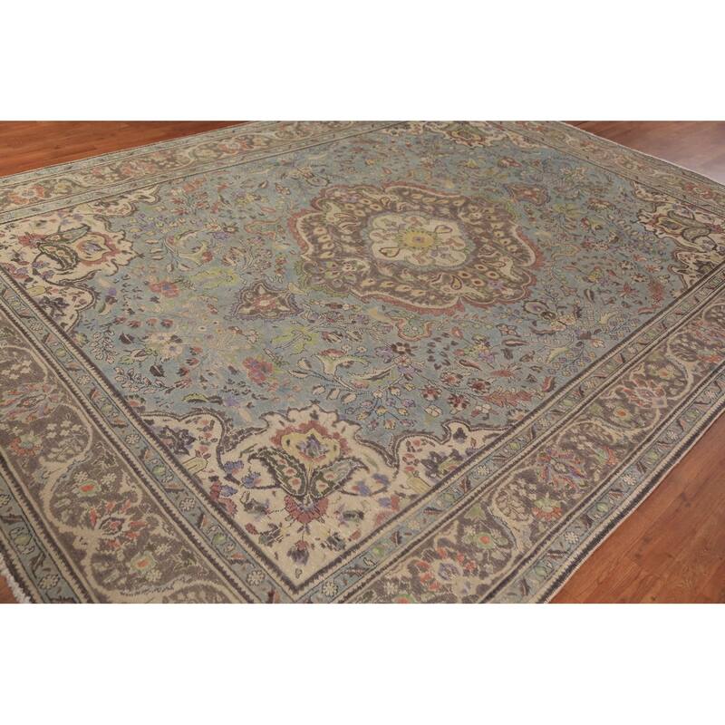 Medallion Tabriz Persian Area Rug Bedroom Hand-Knotted Wool Carpet - 8'6"x 11'8"