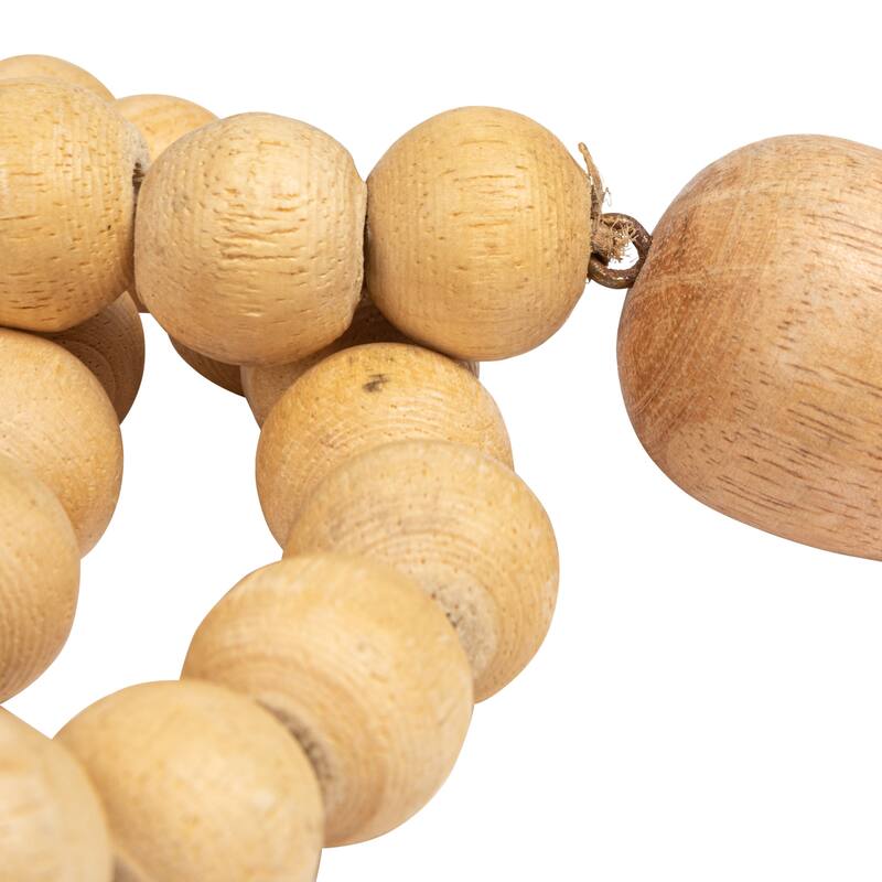 Wood Bead Strand with Decorative Wood Bead Drop