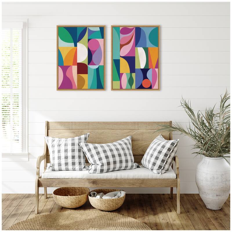 Kate and Laurel Abstract 2 Piece Framed Canvas Wall Art Set by Rachel Lee