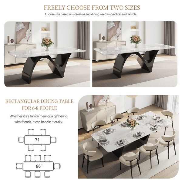 Modern Rectangular Dining Table, Sintered Stone Table-top, N