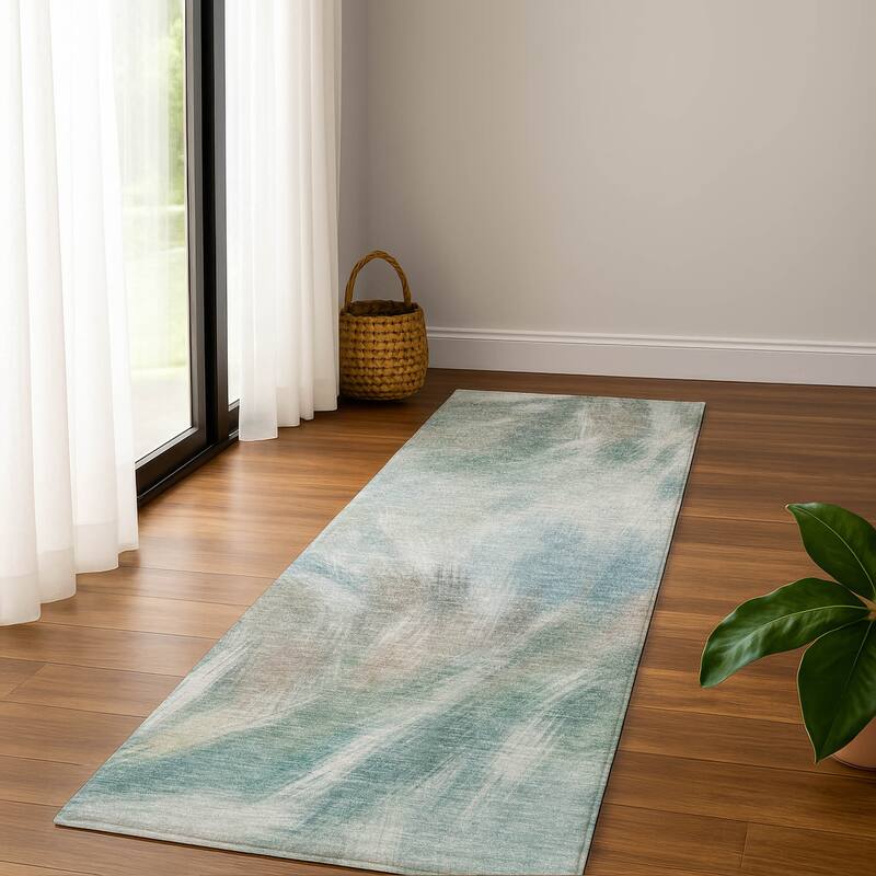 Premium Washable Super Soft Contemporary Blur Mayfield Rug - Sky - 2'3" x 7'6"