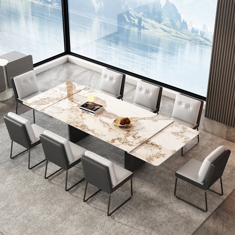 8 Person Extendable 63 to 94.5 Dining Set Rectangular Sintered
