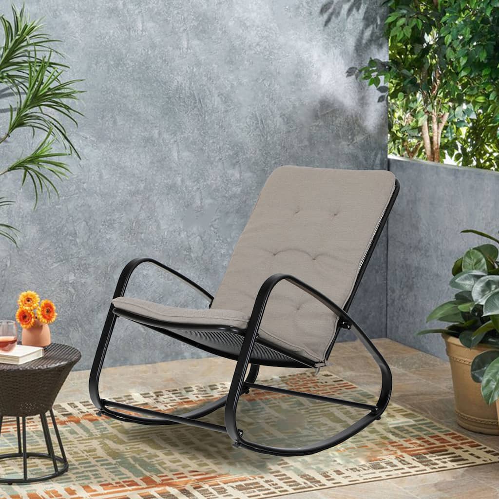 Outside Steel Rocker Padded Outdoor Steel Patio Rocker Chair - Overstock - 30275281