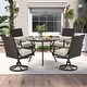 preview thumbnail 3 of 41, EROMMY Outdoor Dining Set, Swivel Rocking Chairs, Rectangular Table w Umbrella Hole, Patio Furniture Set for Backyard