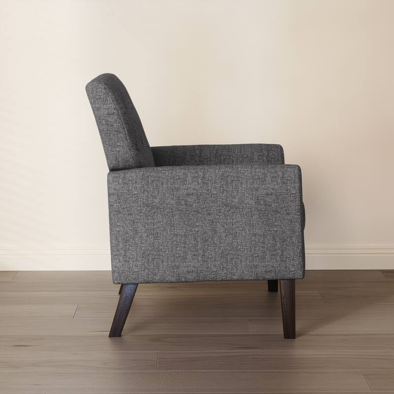 Mid-Century Modern Upholstered Linen Fabric Button Tufted Accent Chair Set of 2 - 28.5 W X 27.25 D X 33.75 H