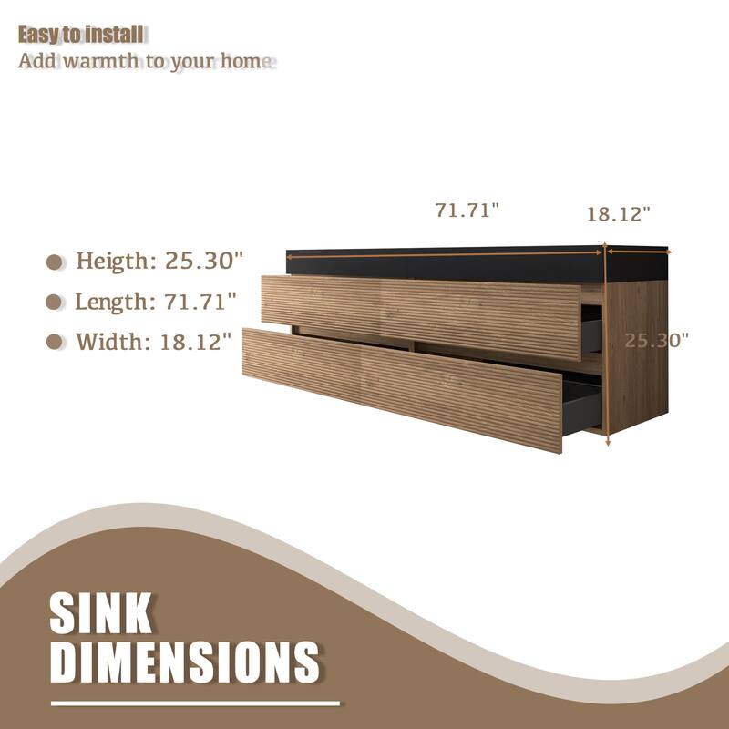 Wall Mounted Bathroom Vanity with Solid Surface Sink and Soft Drawers