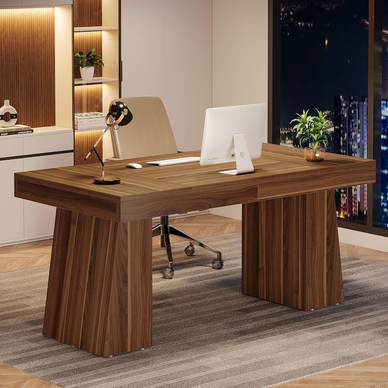 55 Inches Executive Desk, Home Office Desk, Wood Computer Desk