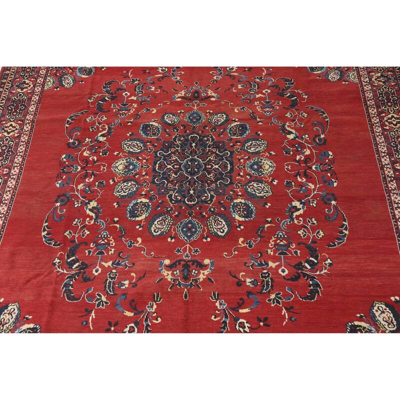 Hand Knotted Oriental 100% Wool Carpet Traditional Floral Red Balouch Area Rug - 11' 5'' X 8' 5''