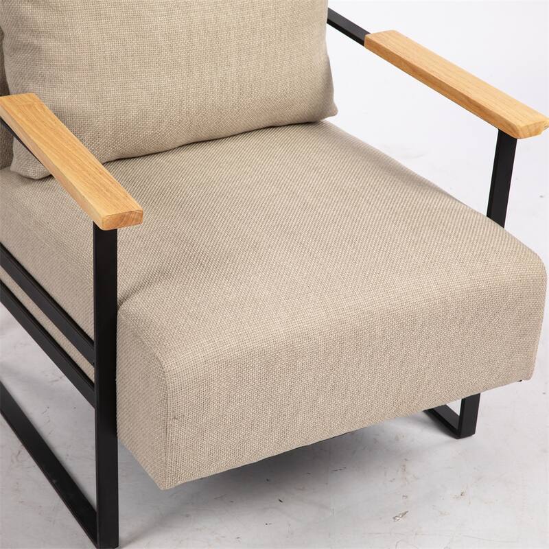 Leather Accent Chair with Metal Frame for Living Room
